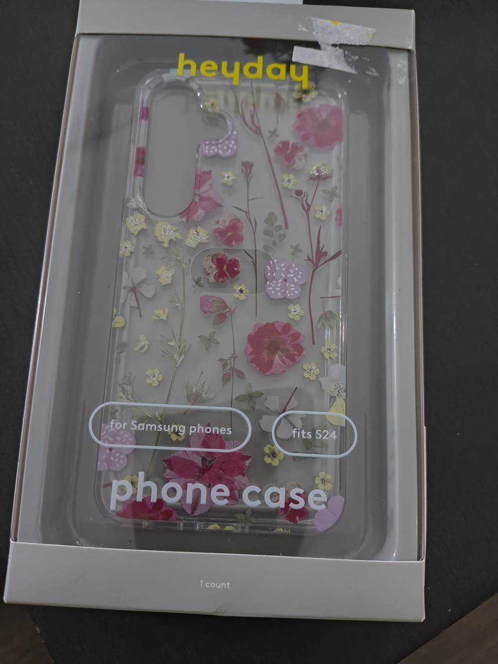 heyday Clear Floral Samsung S24 Case with Pink & Gold Accents